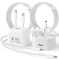 40W USB C Fast Charger 2-Pack | 2M Braided Cable for iPhone 17
