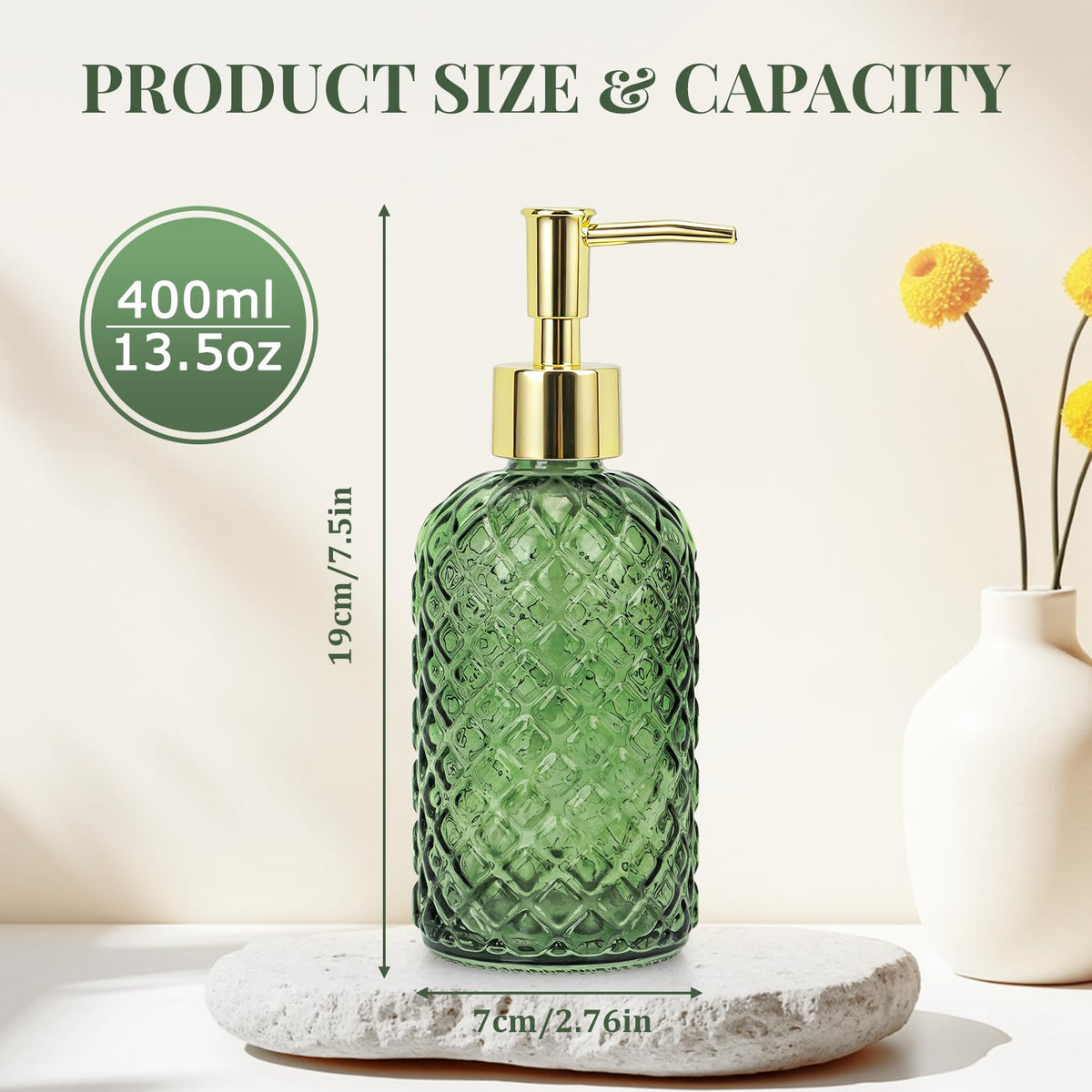 Soap Dispenser - 2 Pack, Clear Glass Refillable Hand Soap Dispensers, Hand and Dish Soap Dispenser, Soap Bottles with Gold Pump - image 4