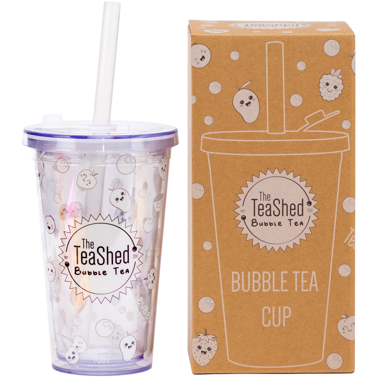 The Teashed Reusable Bubble Tea Cup & Straw Gift Set | 16oz Leak Proof