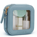 Clear Makeup Bag – Mini PU Leather Travel Toiletry Pouch (Blue)