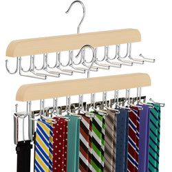 Tie Rack & Belt Hanger 2 in 1 Tie Hanger Space Saving 20 Hooks Hangers for Closet Max 30 Belts with 30 Ties Capacity - image 1