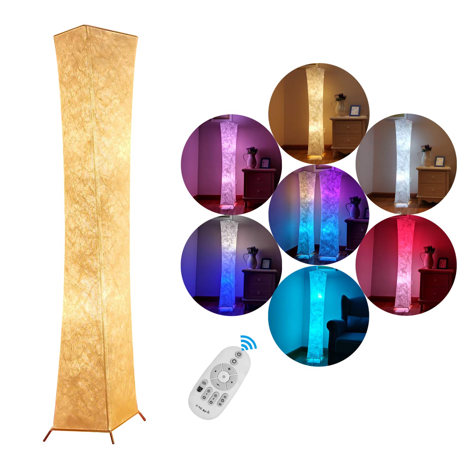 RGB Soft Floor Lamp – Modern Arc Standing Fabric Lamp with Remote