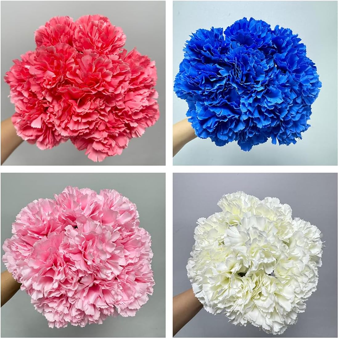 10-Stem Artificial Silk Carnations - 11" UV Resistant Red