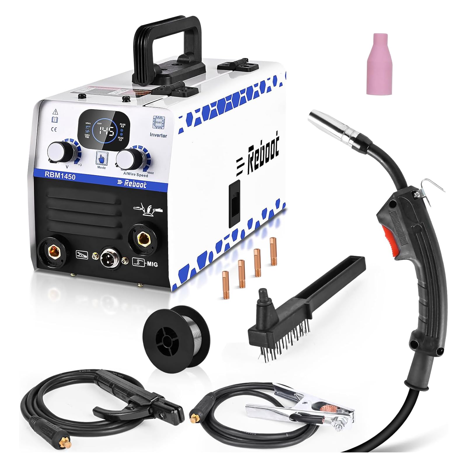 Reboot 240V 145A Gasless MIG Welder – 3-in-1 Inverter with IGBT Synergy