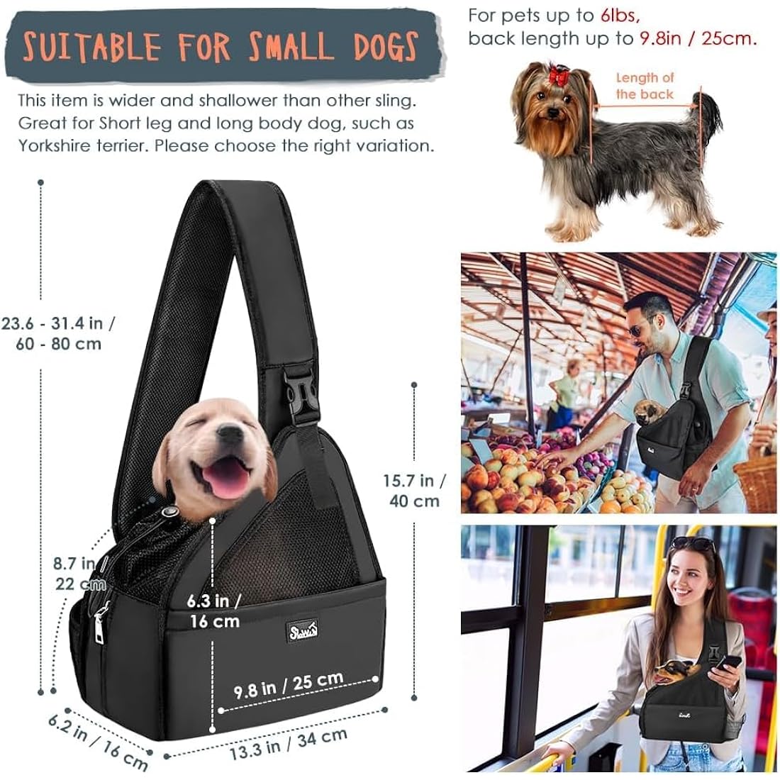 Eyein Pet Sling Carrier – Small Dog & Cat Travel Bag with Hard Bottom