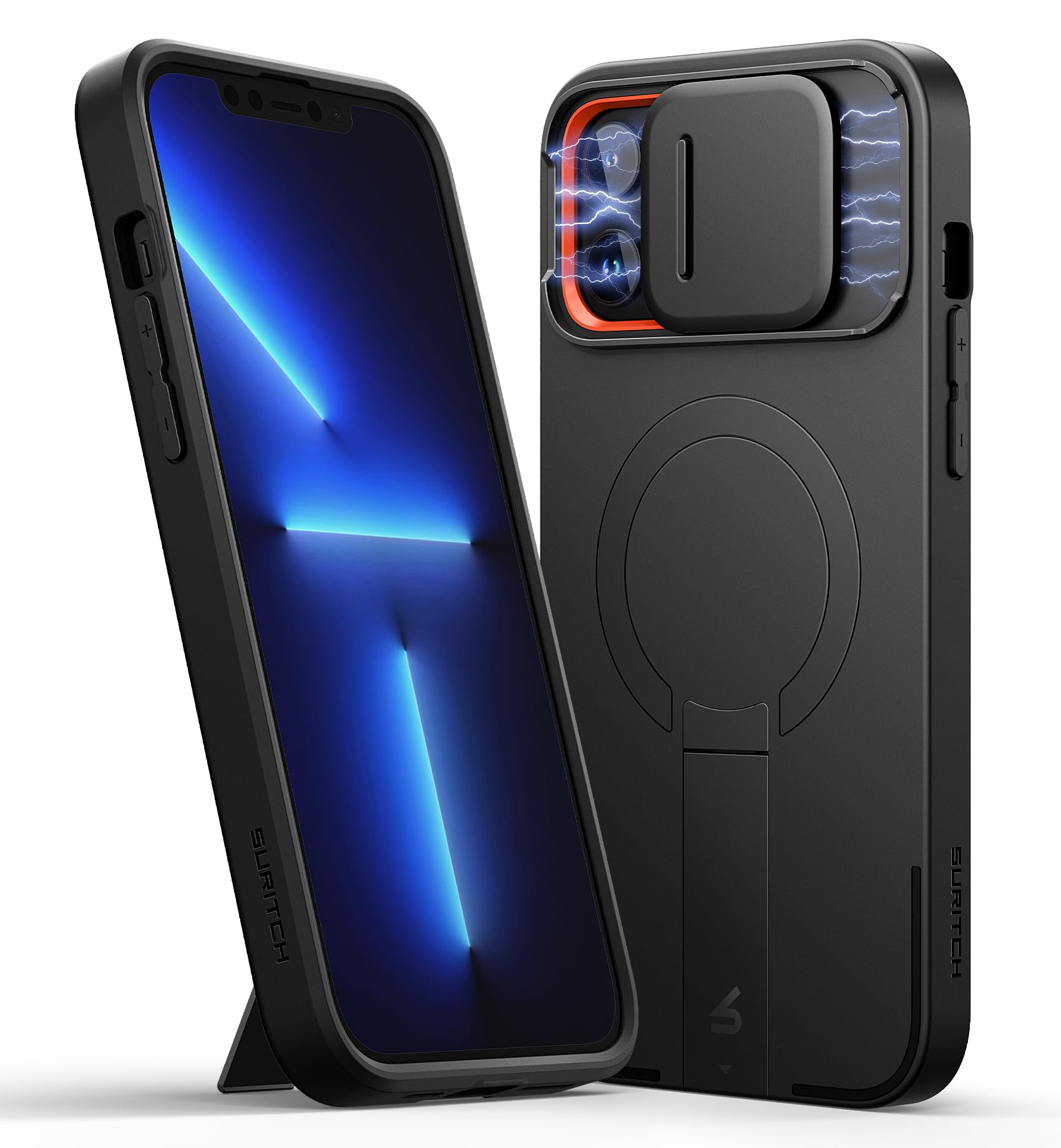 SURITCH Magnetic iPhone 12/13 Pro Max Case with Kickstand – Black