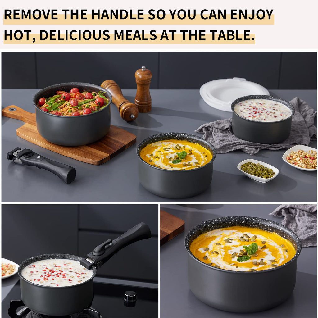 Fadware 4-Piece Non-Stick Saucepan Set with Removable Handle | Induction