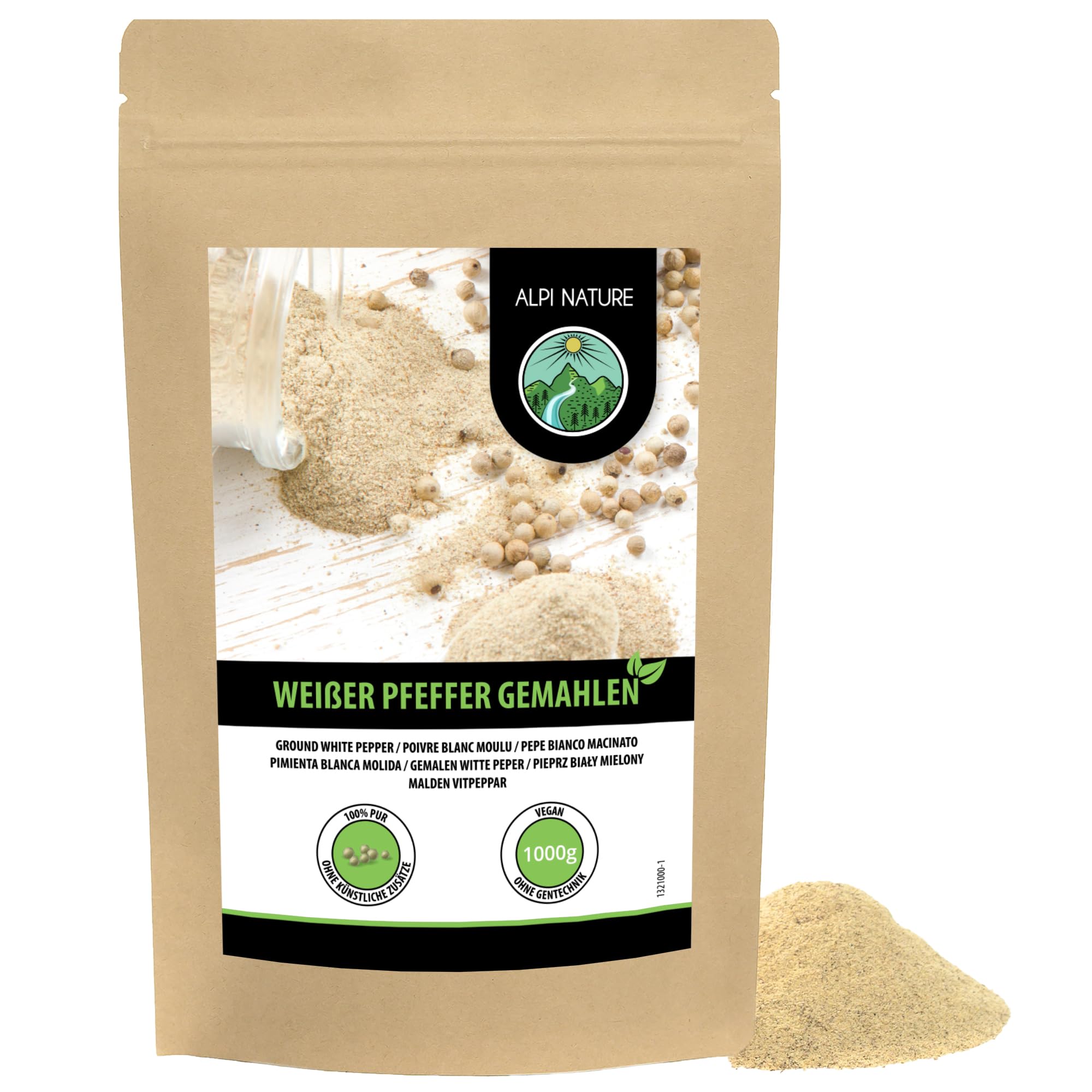 Alpi Nature Ground White Pepper Powder – 1kg (2.2 lb) Bulk Spice
