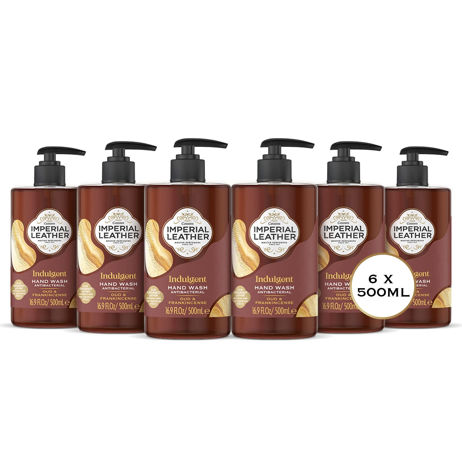 Imperial Leather Antibacterial Hand Wash, Oud & Frankincense, 6 x 500ml