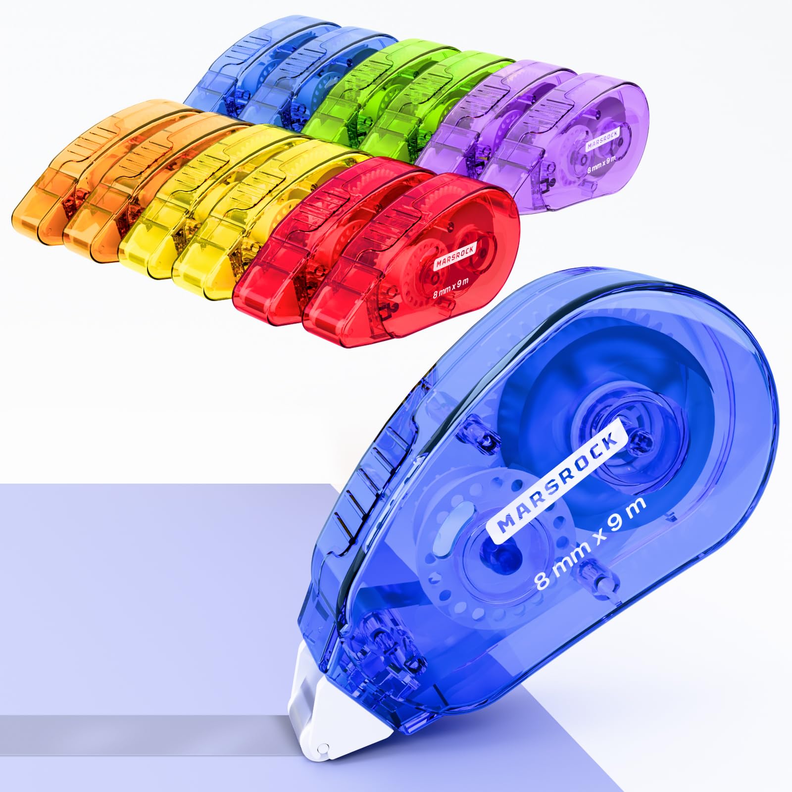 Marsrock Double Sided Glue Tape Roller 12 Pack – 8mm x 9m Scrapbook Tape