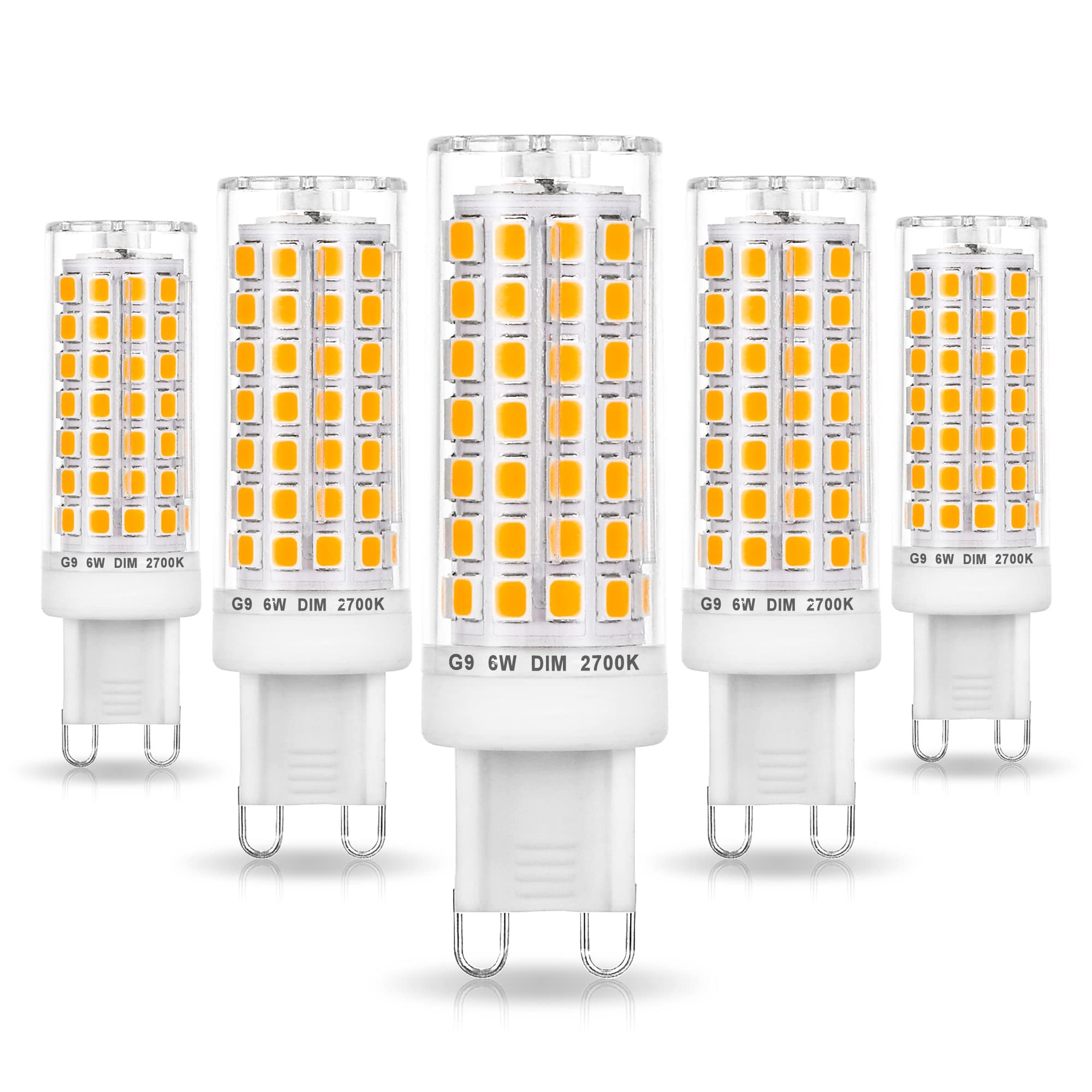 Ziomitus G9 LED Bulbs Dimmable | 6W 2700K Warm White 60W Equivalent | 5-Pack