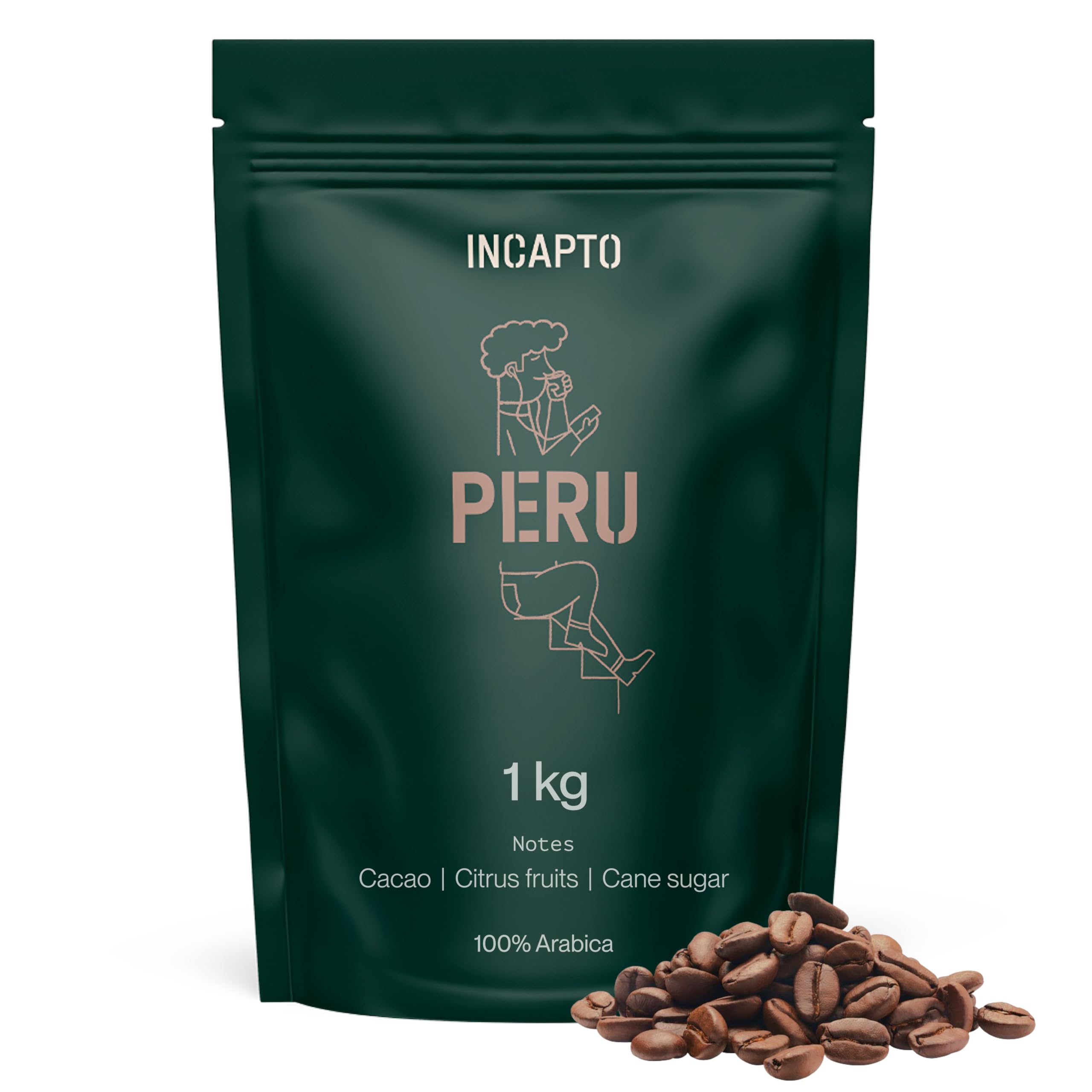 Incapto Peru Specialty Whole Bean Coffee - 100% Arabica - 1kg
