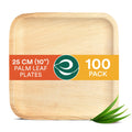Eco Soul 100-Pack Palm Leaf Plates | 10-Inch Square Compostable Plates