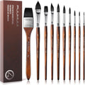 Fuumuui 10Pcs Synthetic Squirrel Hair Watercolour Paint Brush Set