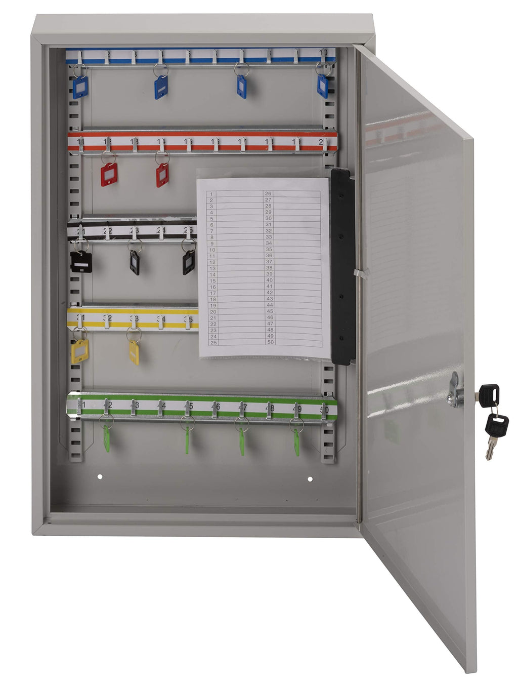 Sterling KC50H Single Door Key Cabinet with 50 Hooks, Grey