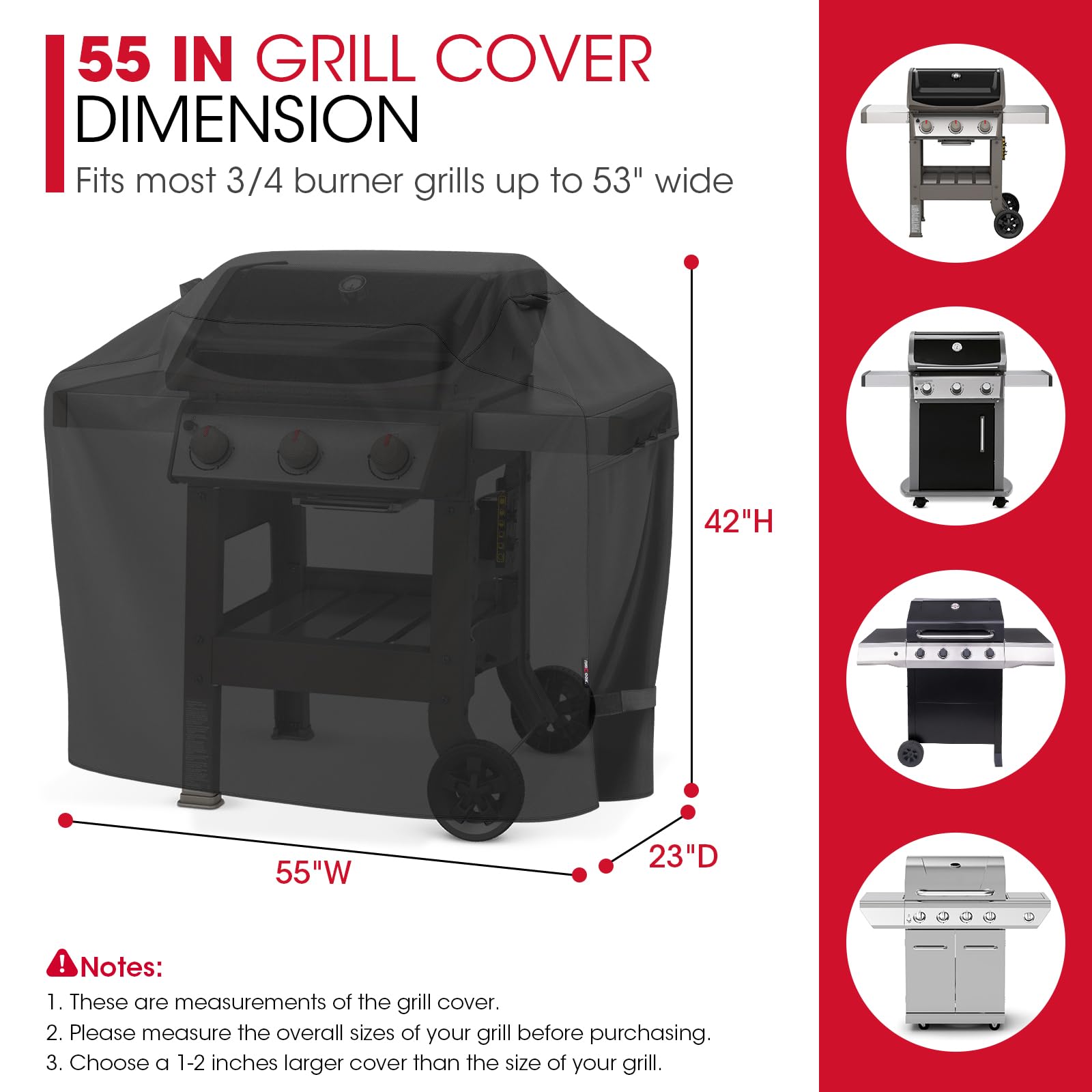 Unicook 55 Inch BBQ Cover – Heavy Duty Waterproof UV Resistant Grill Cover
