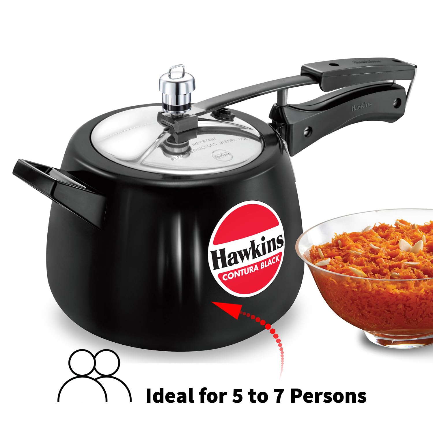 Hawkins Contura 4 Litre Hard Anodised Pressure Cooker – Black (CB40)