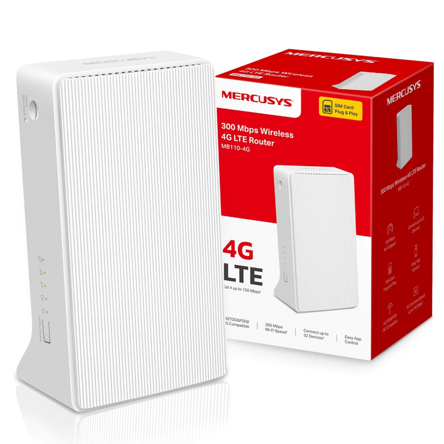 MERCUSYS MB110-4G N300 WiFi Router with SIM Slot | 4G LTE Wireless