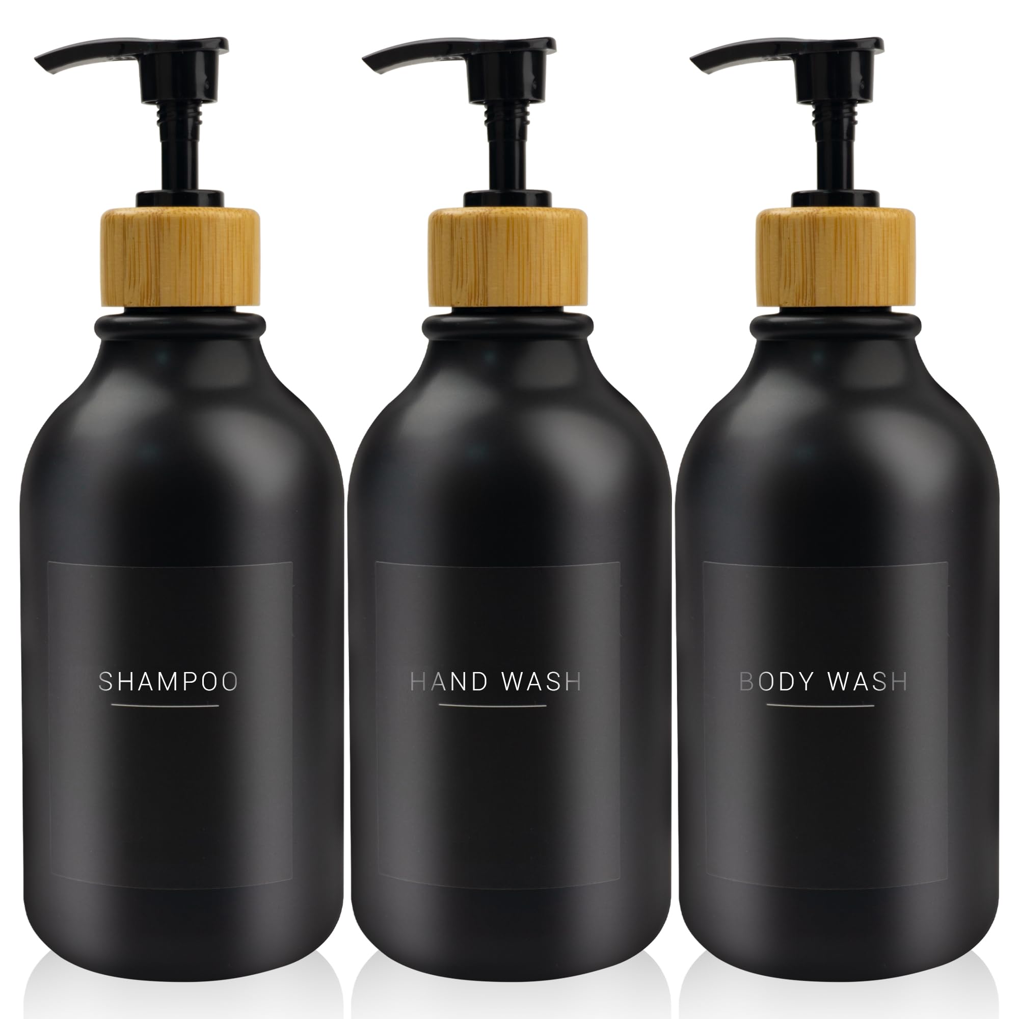 Jolof Store 3-Piece 500ml Soap Dispenser Set | Black PET Plastic