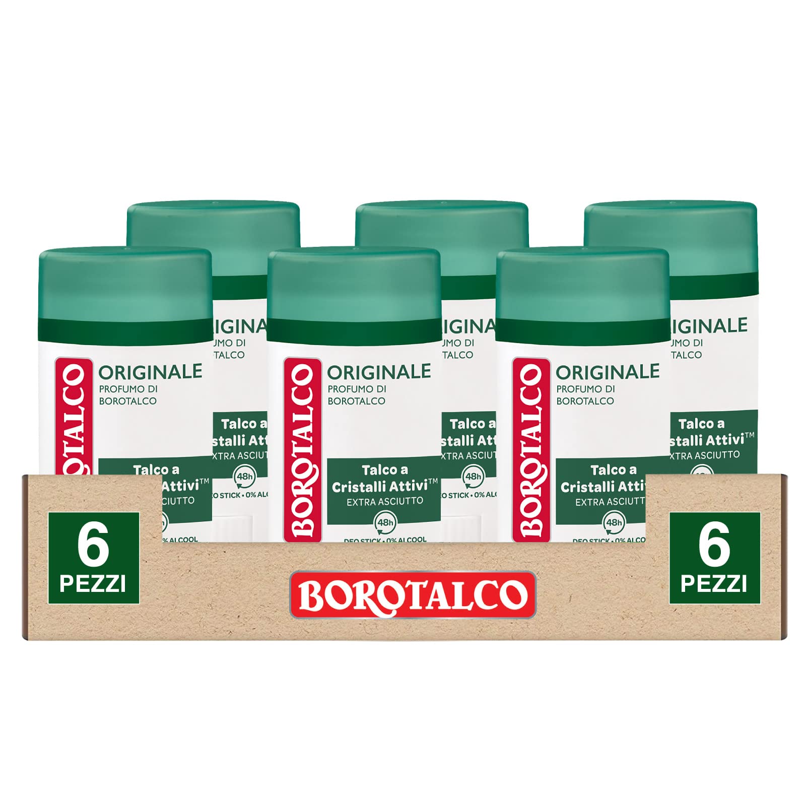 Borotalco Original Deodorant Stick 6 Pack – 48H Microtalk Protection