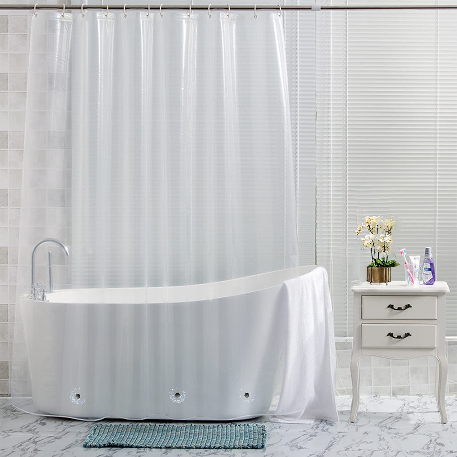 Trimming Shop PEVA Shower Curtain Liner – Weighted Magnetic Bottom Hem