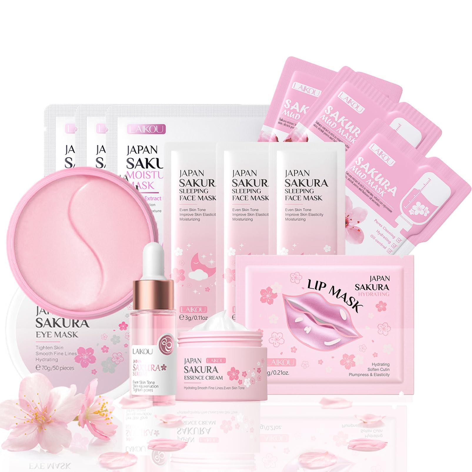 Sakura Skincare Set - 13PC Japanese Beauty Gift Kit for Girls