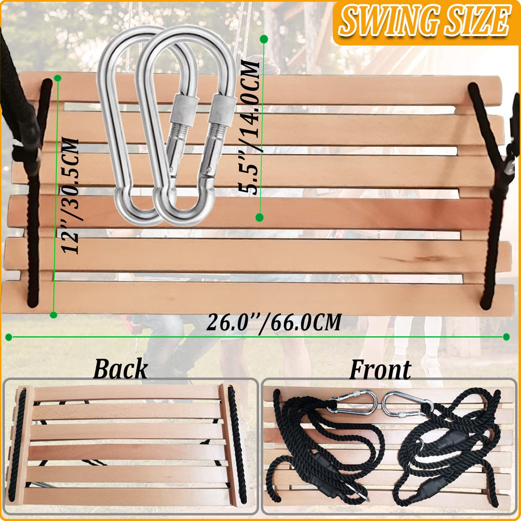 Taeku Beech Wood Tree Swing – Adult Hanging Garden Seat with Adjustable Rope
