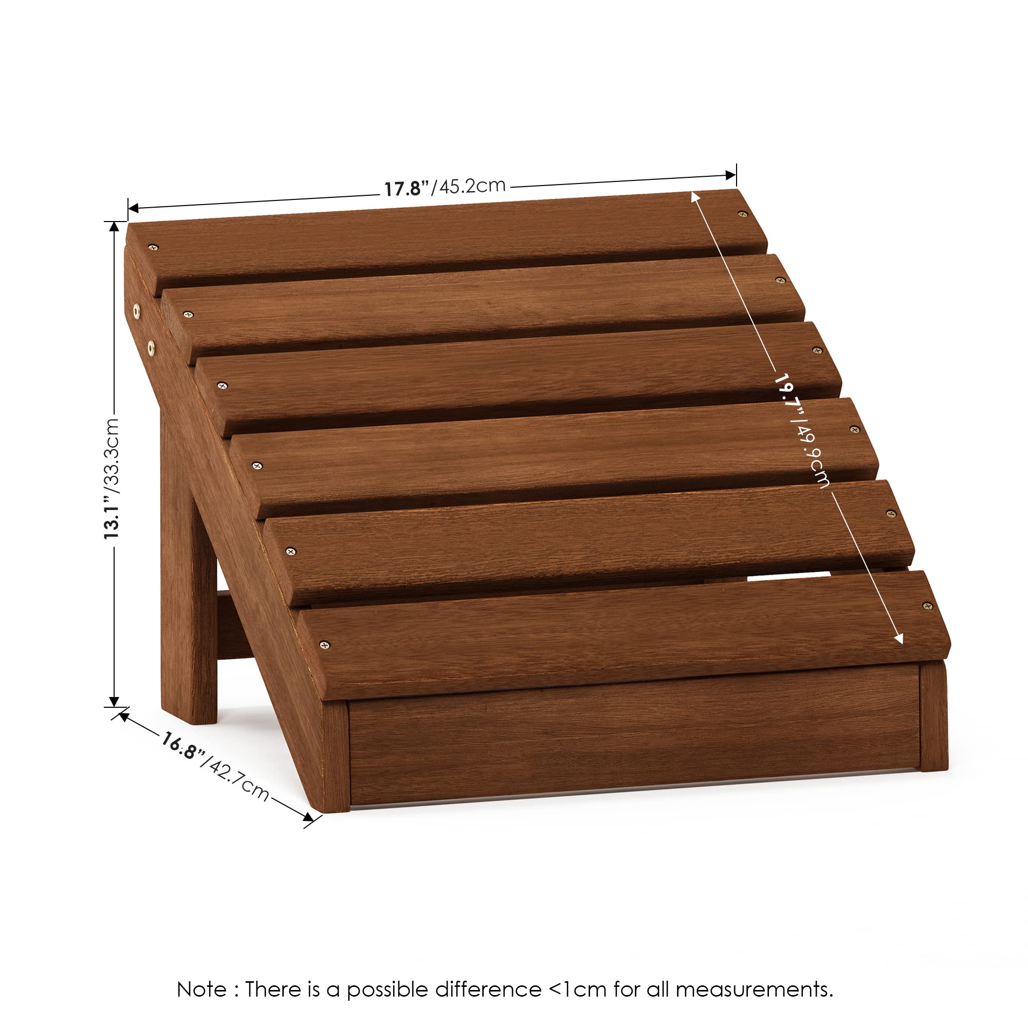 Furinno Adirondack Footstool – Hardwood Outdoor Ottoman in Teak Oil
