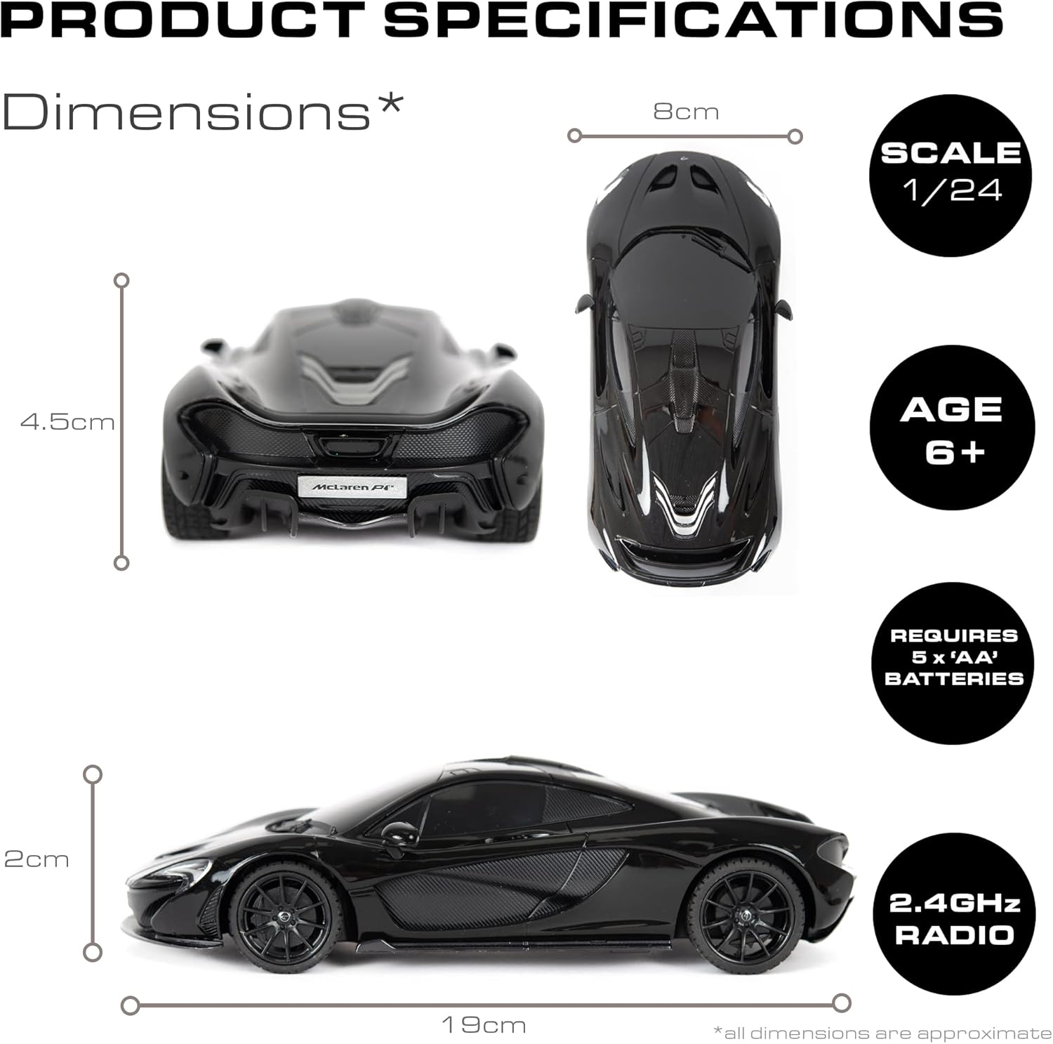 McLaren P1 Remote Control Car – 1:24 Scale R/C Racing Model by Snaps
