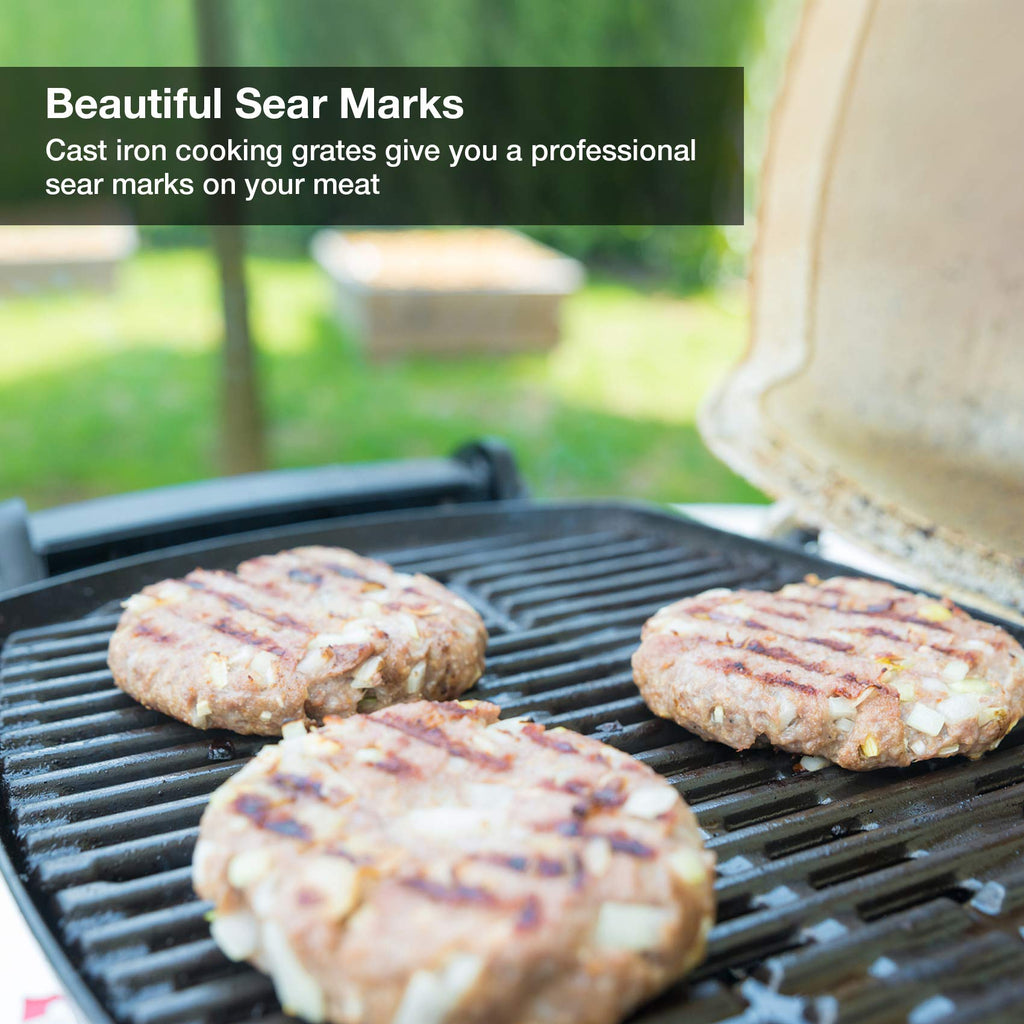 Onlyfire Cast Iron Cooking Grates for Weber Q300 Q3200 Series, 2-Pack