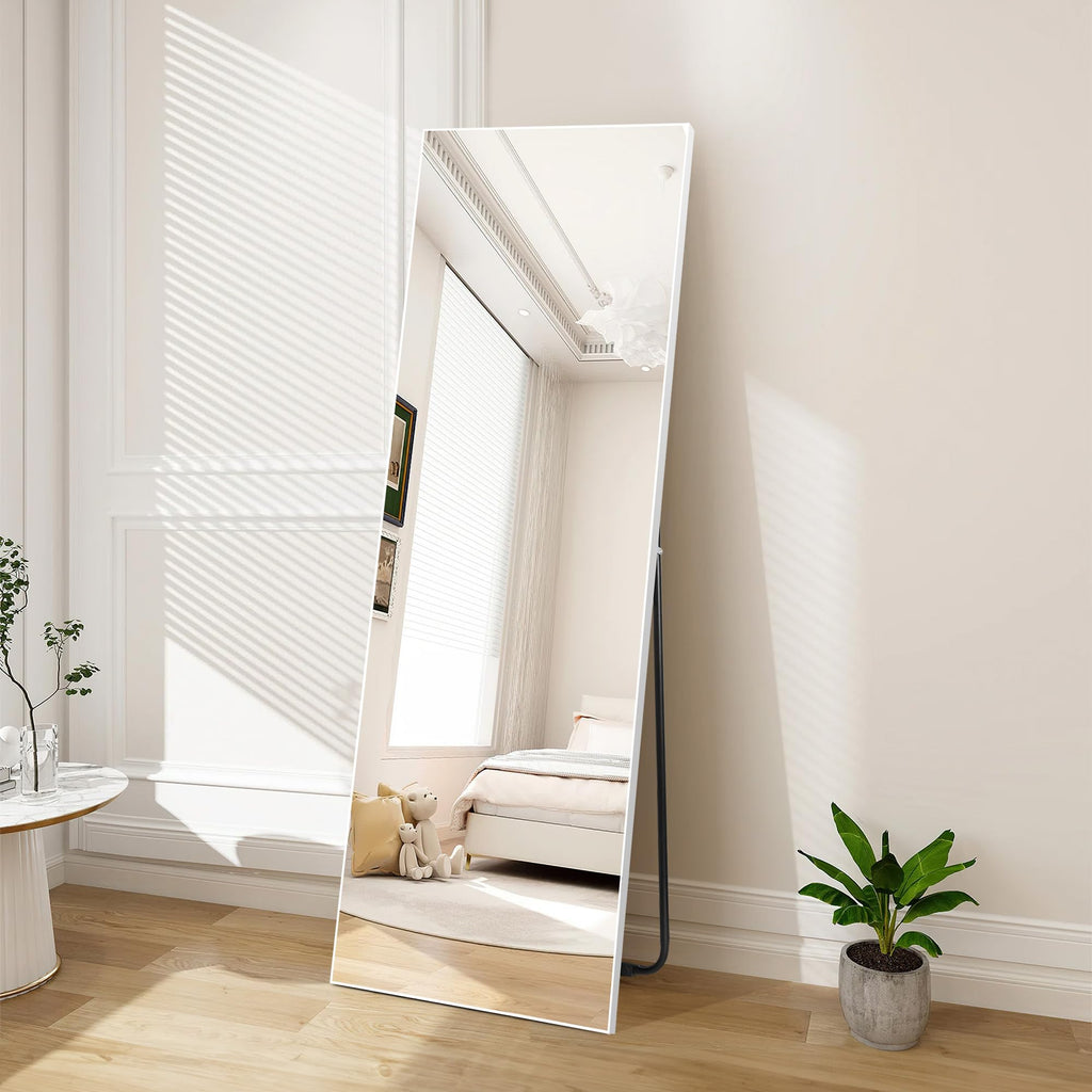 Hoikwo Full Length Mirror – 59x20" White Frame Standing & Wall Mirror