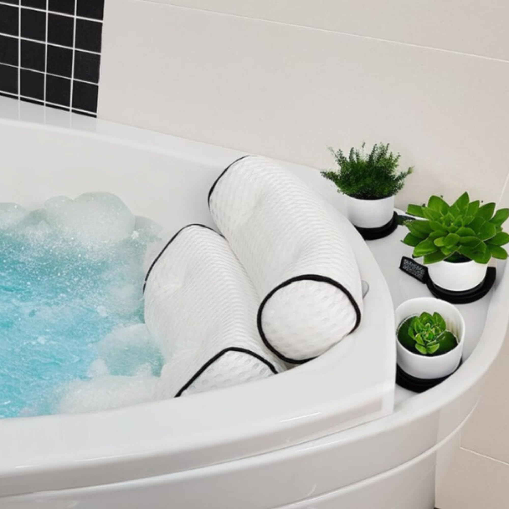 Simply Serene Bath Pillow - 4D Mesh Bathtub Headrest for Neck Support