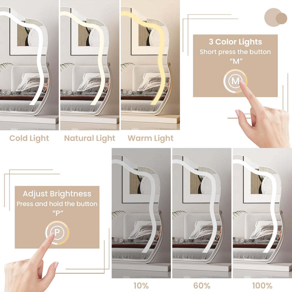 Dripex Cloud Hollywood LED Vanity Mirror – 3 Color Modes & 5X Magnifier