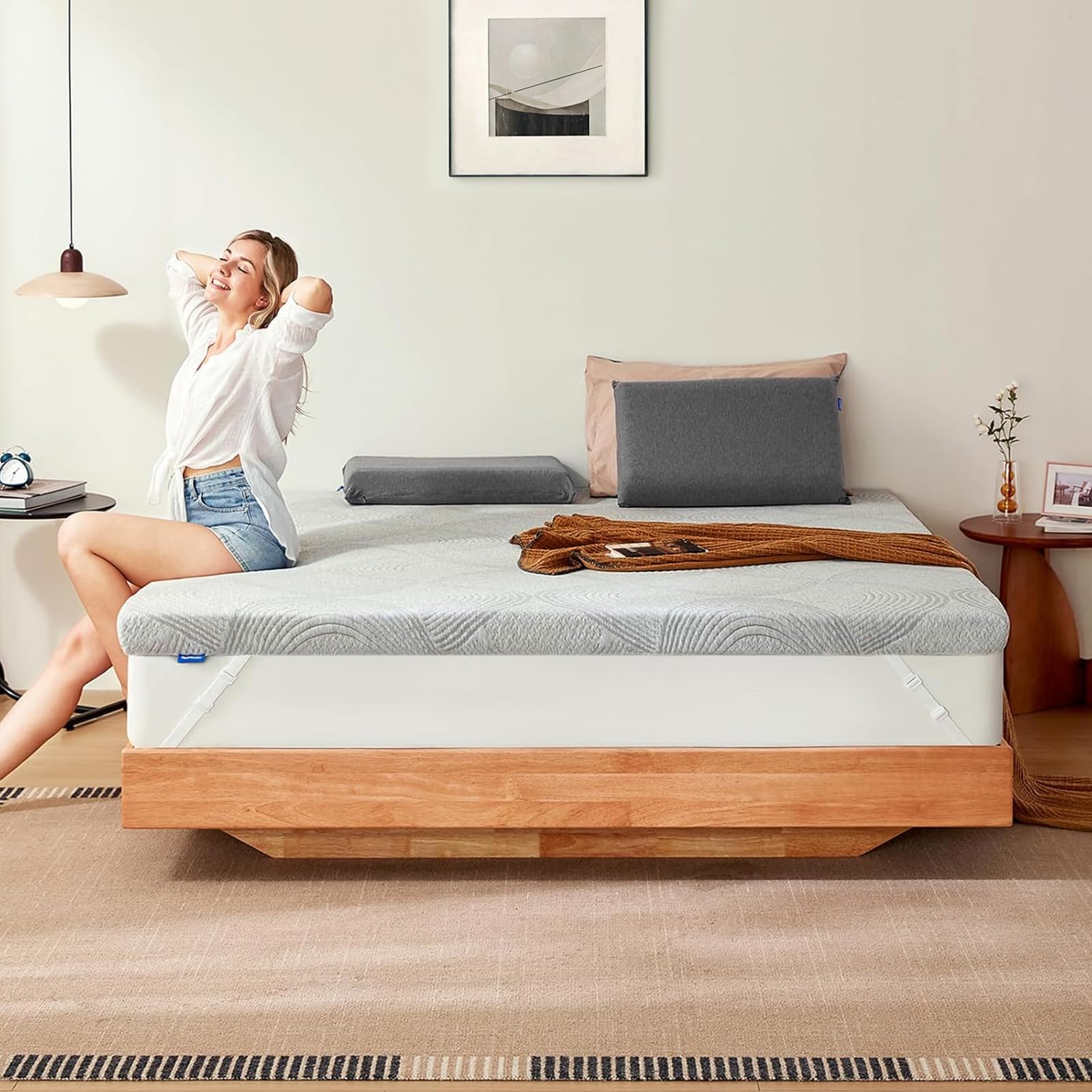 NewentorLife Double Mattress Topper – Flippable Foam with Washable Cover