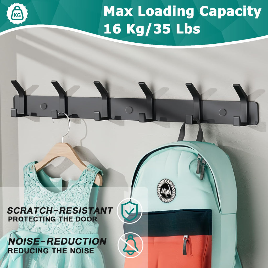 QMAHA Coat Hooks Wall Mounted, Heavy Duty Coat Racks With 6 Hooks, Modern Hanger Rack for Hanging - image 3