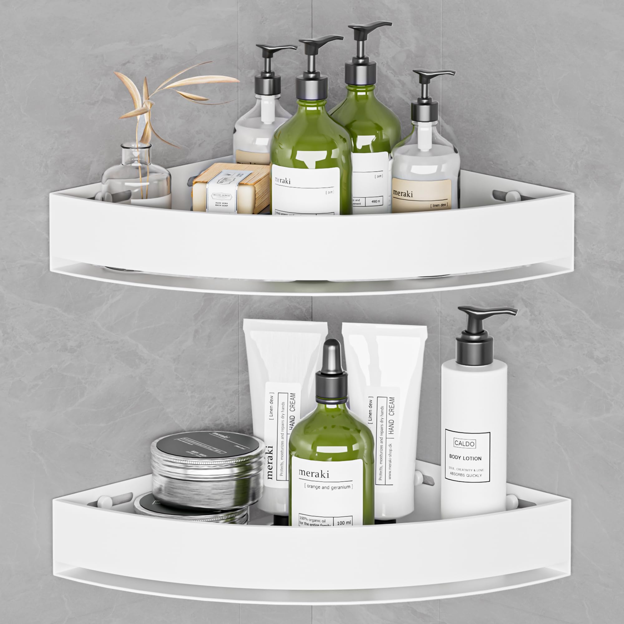Wisfame Aluminium Shower Corner Caddy – Rustproof No-Drill Shelf, White