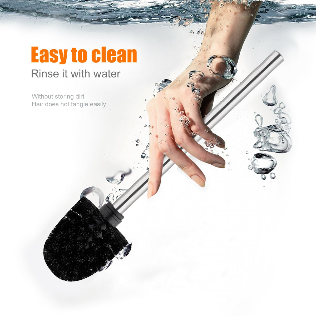 Ibergrif Black Toilet Brush 4PCS with Stainless Steel Handle M34155 - image 5