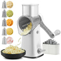 ALEXPHY 5-in-1 Rotary Cheese Grater – Hand Crank Vegetable Slicer, White