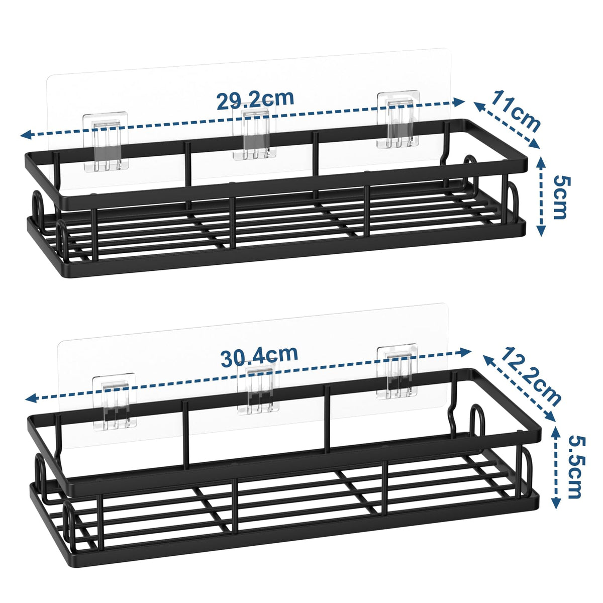 UUlioyer Shower Caddy, Shower Shelf No Drilling Black-2 Pack