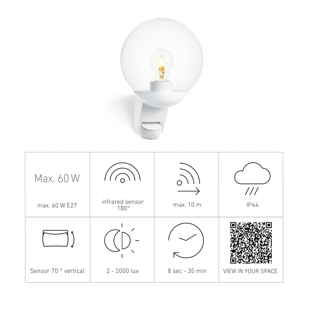 Steinel L 585 S Outdoor Wall Light – 180° Motion Sensor – White