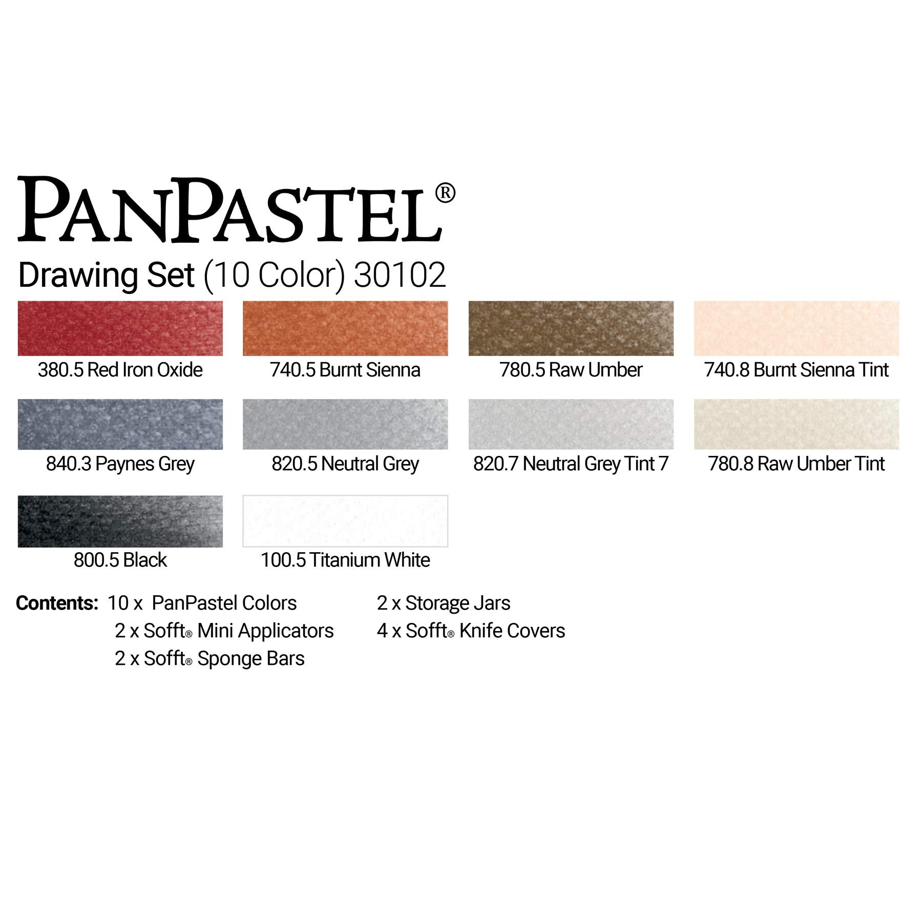 PanPastel Drawing Set – 10 Artist Quality Soft Pastel Pans with Tools
