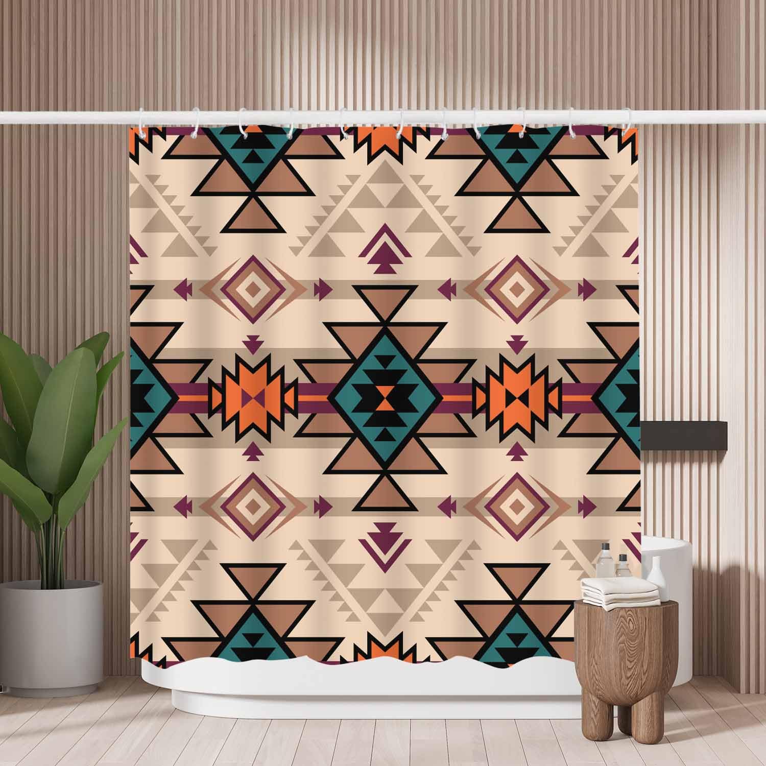 Woutay Aztec Shower Curtain | Mold Resistant Waterproof Polyester