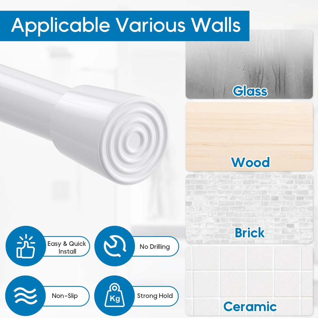 Tension Rod for Curtains 80-150cm White - image 3