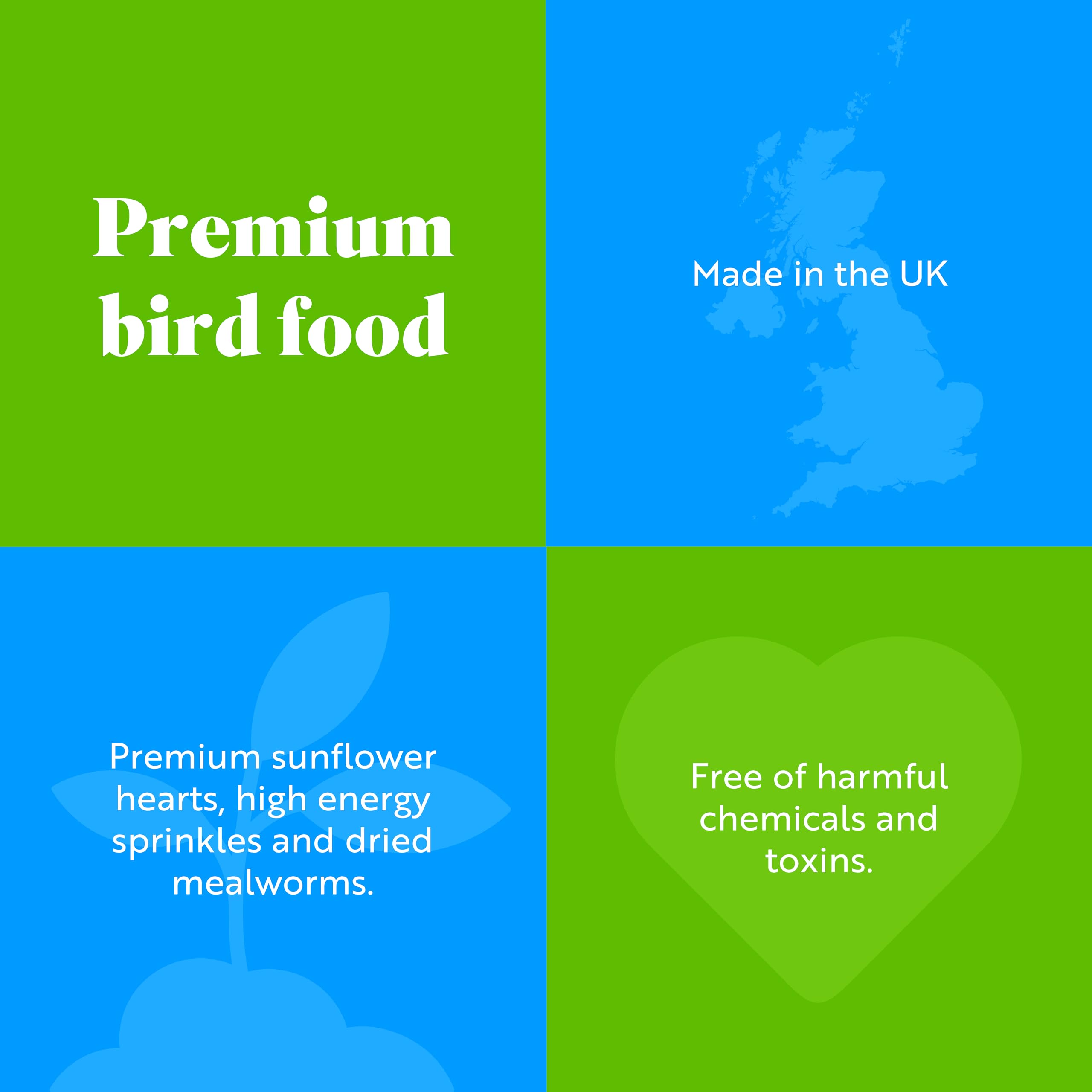 RSPB High Energy Wild Bird Seed Mix with Mealworms & Sunflower Hearts