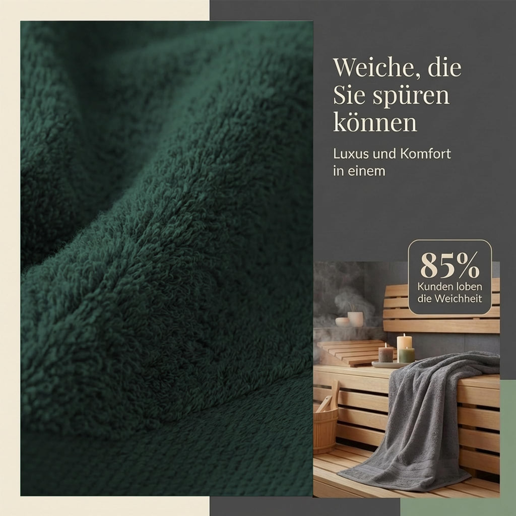 Komfortec 8 Piece Towel Set 100% Cotton Charcoal Dark Green - image 2