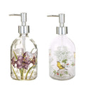 Topadorn 17oz Glass Soap Dispenser | Floral Refillable Lotion Bottle