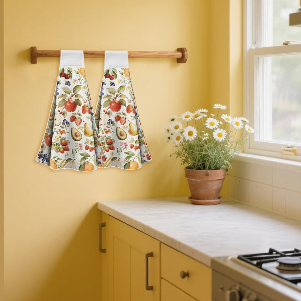 CUTHOLLOW 2 Pcs Fruits and Flowers Hanging Kitchen Towels with Loop - image 4