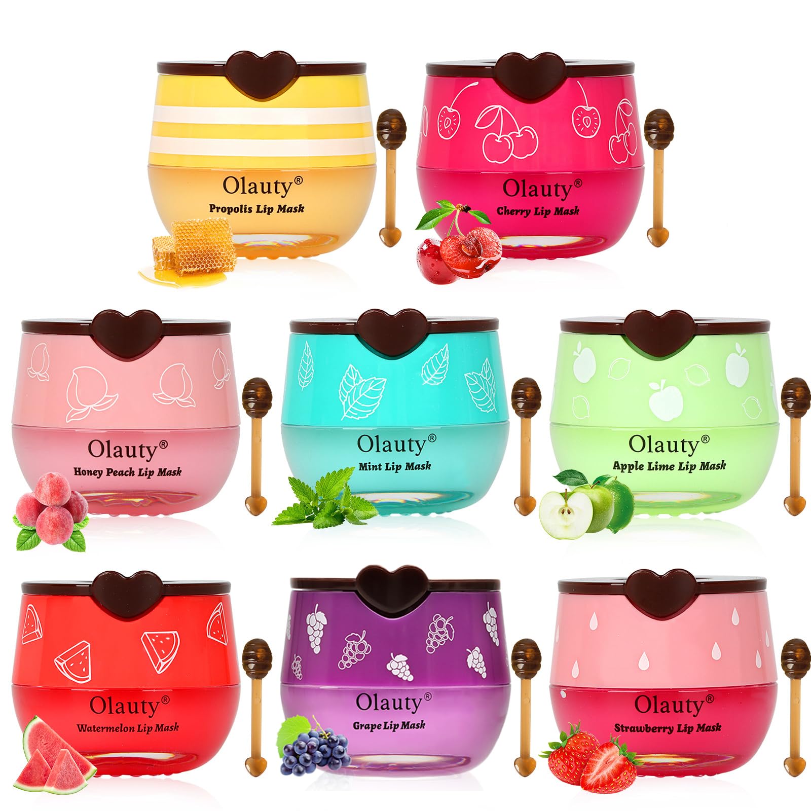 TITIMORE 8Pcs Bee Lip Balm & Honey Pot Mask | Hydrating Fruit Lip Scrub