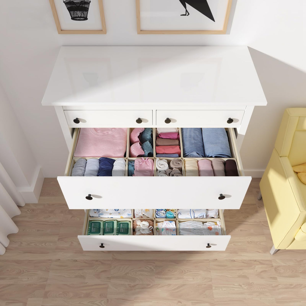 ORLISA Set of 16 Drawer Organisers, Compatible with Hemnes Chest of Drawers, Other Drawer Systems, Foldable Storage Boxes for Clothes - image 3