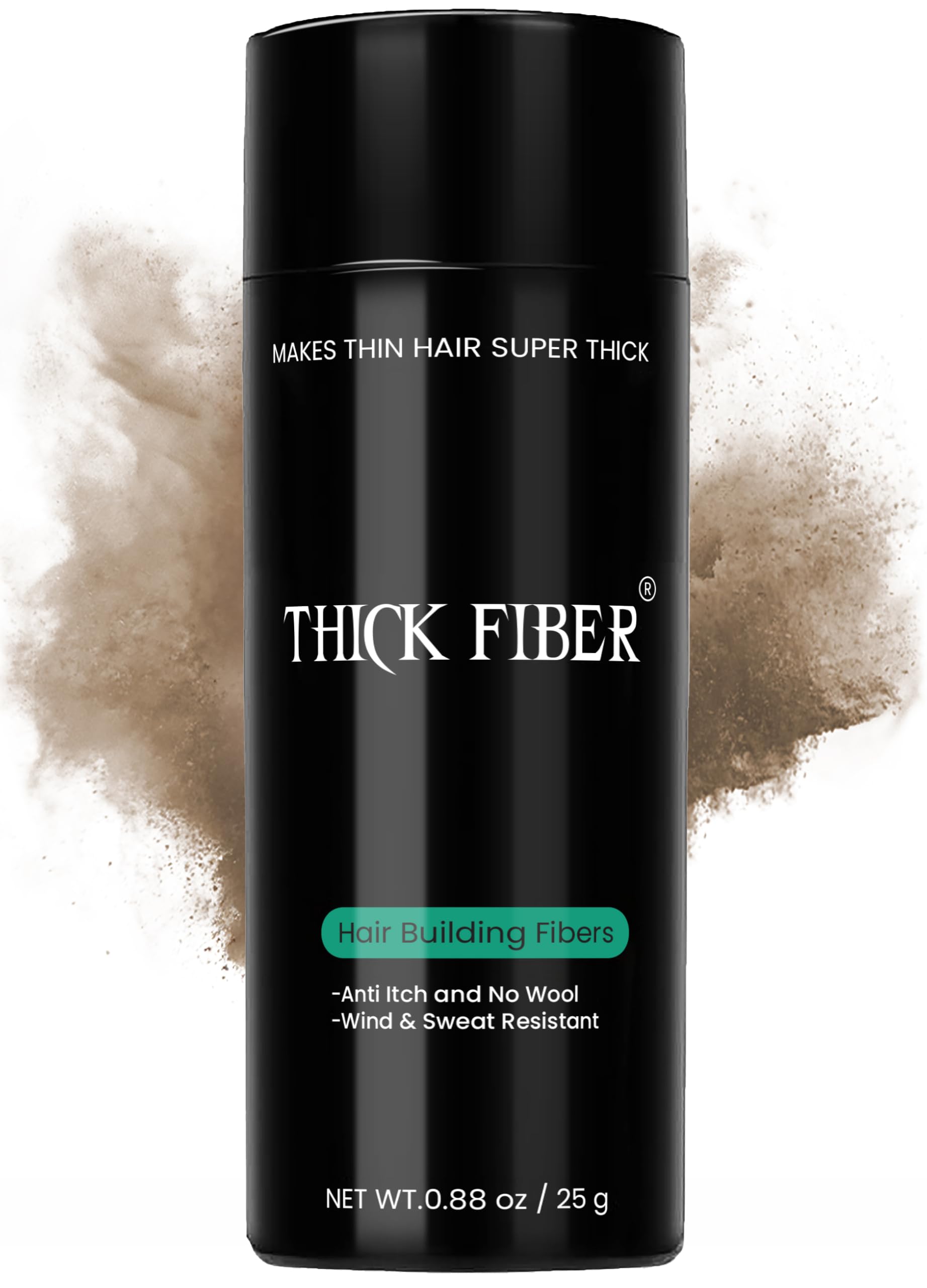 THICK FIBER Light Brown Hair Fibres - 25g Keratin Thickening Powder